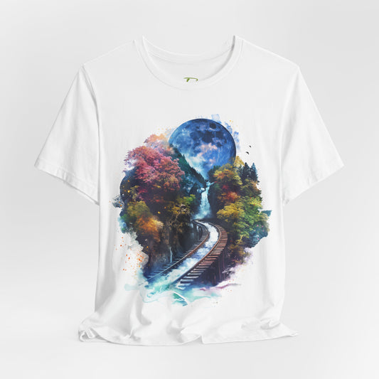 White Classic and Unisex T-Shirt with 3D Watercolor design - Lightweight Fabric Tee