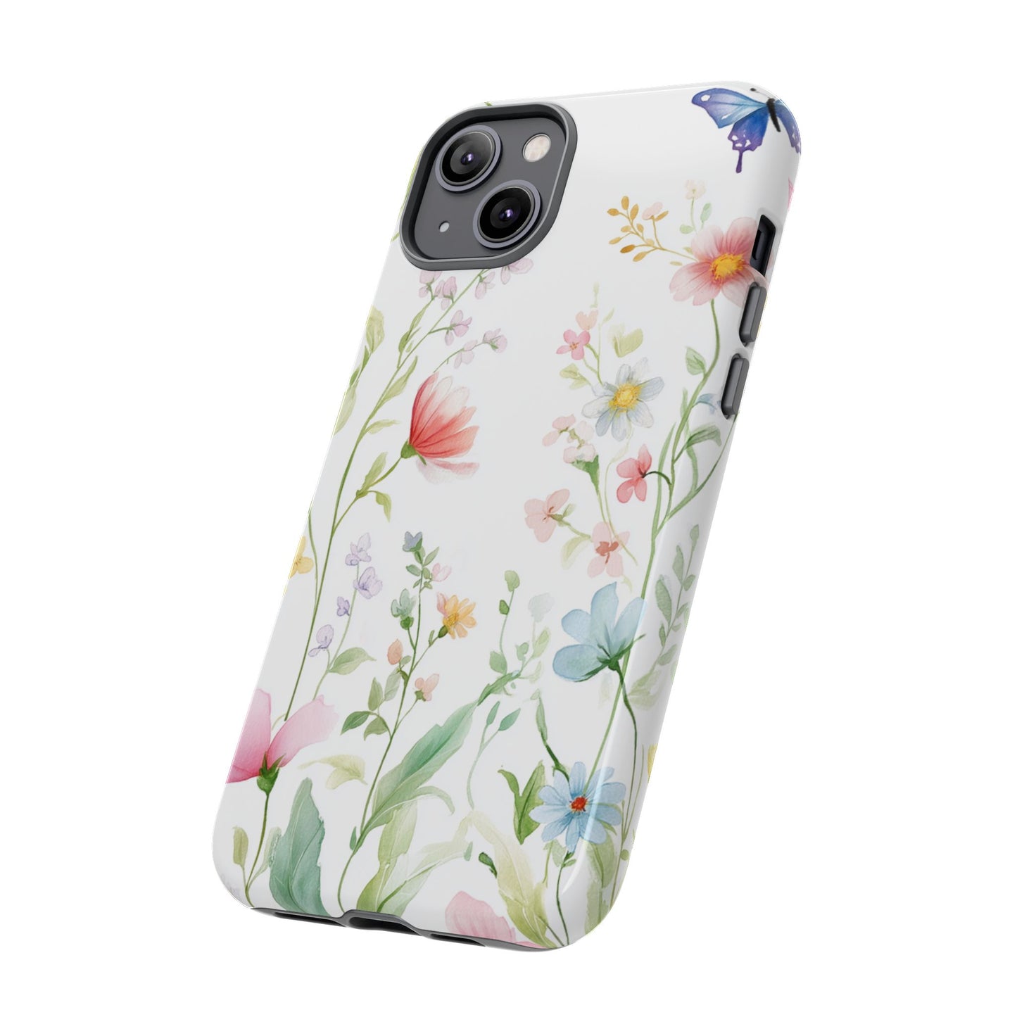 Watercolor Wildflower & Butterfly Phone Case - iPhone, Samsung, and Google case