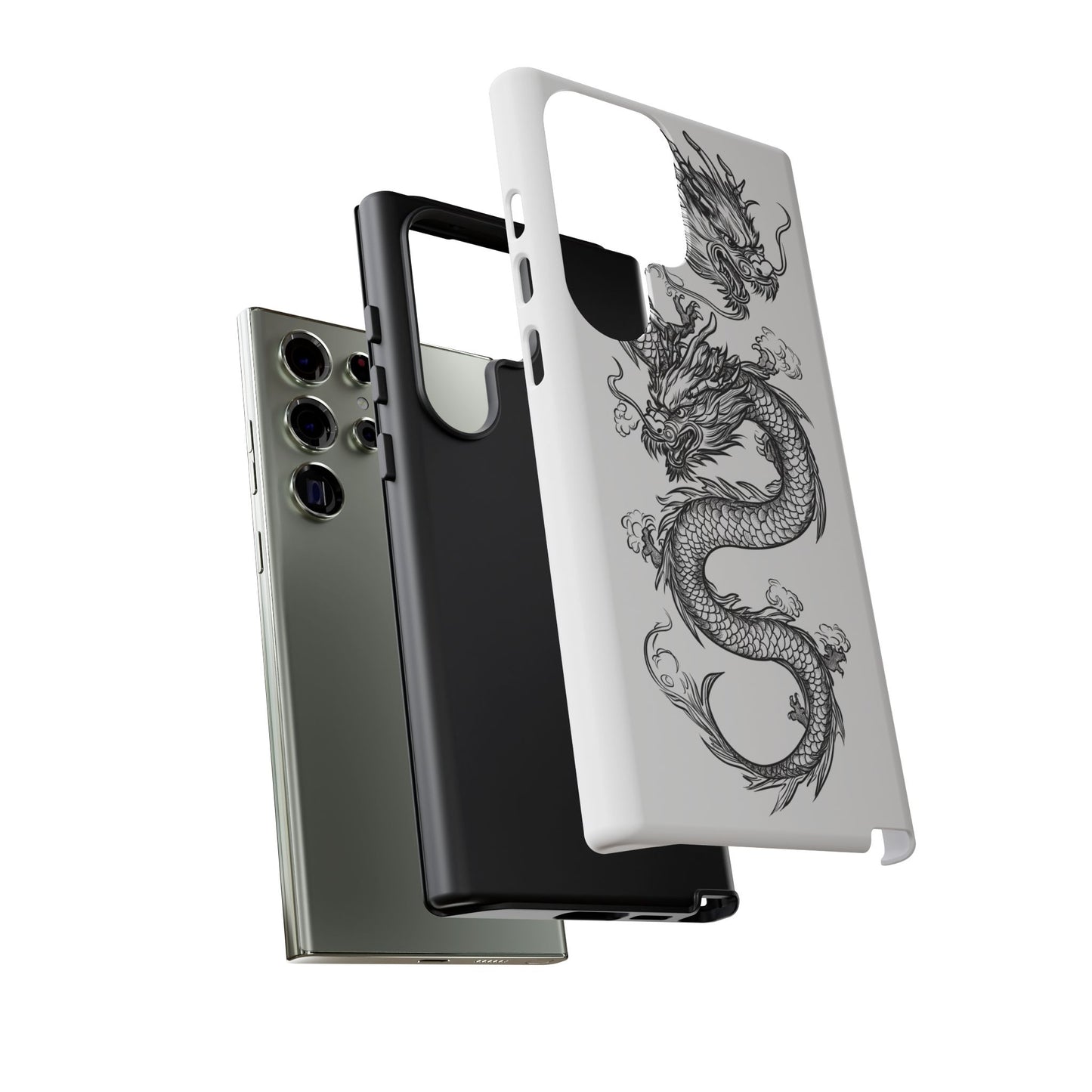 Dragons Phone Cases - Black Ink Tattoo Design of Dragons Tough Cases