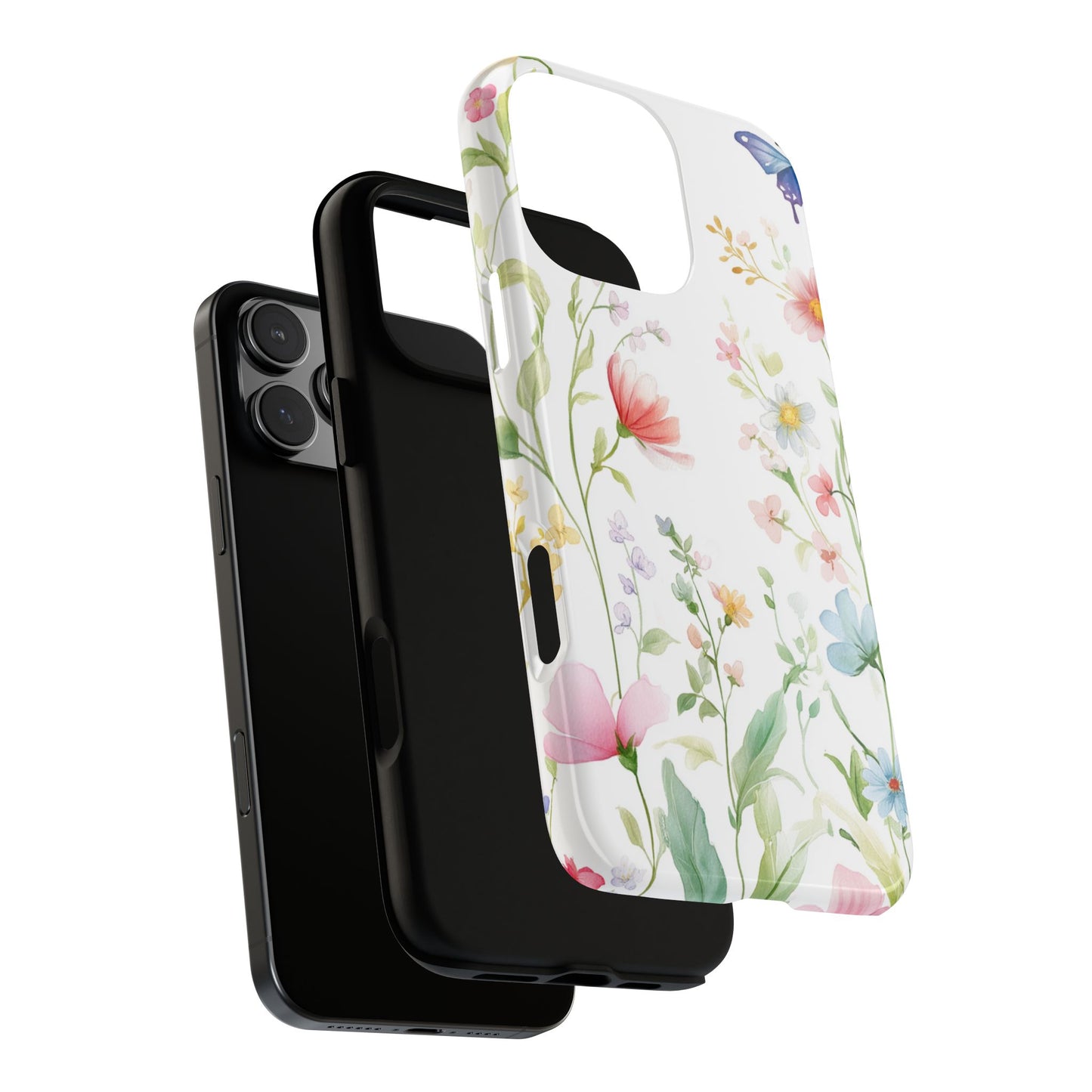 Watercolor Wildflower & Butterfly Phone Case - iPhone, Samsung, and Google case