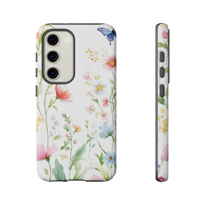 Watercolor Wildflower & Butterfly Phone Case - iPhone, Samsung, and Google case