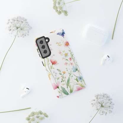 Watercolor Wildflower & Butterfly Phone Case - iPhone, Samsung, and Google case