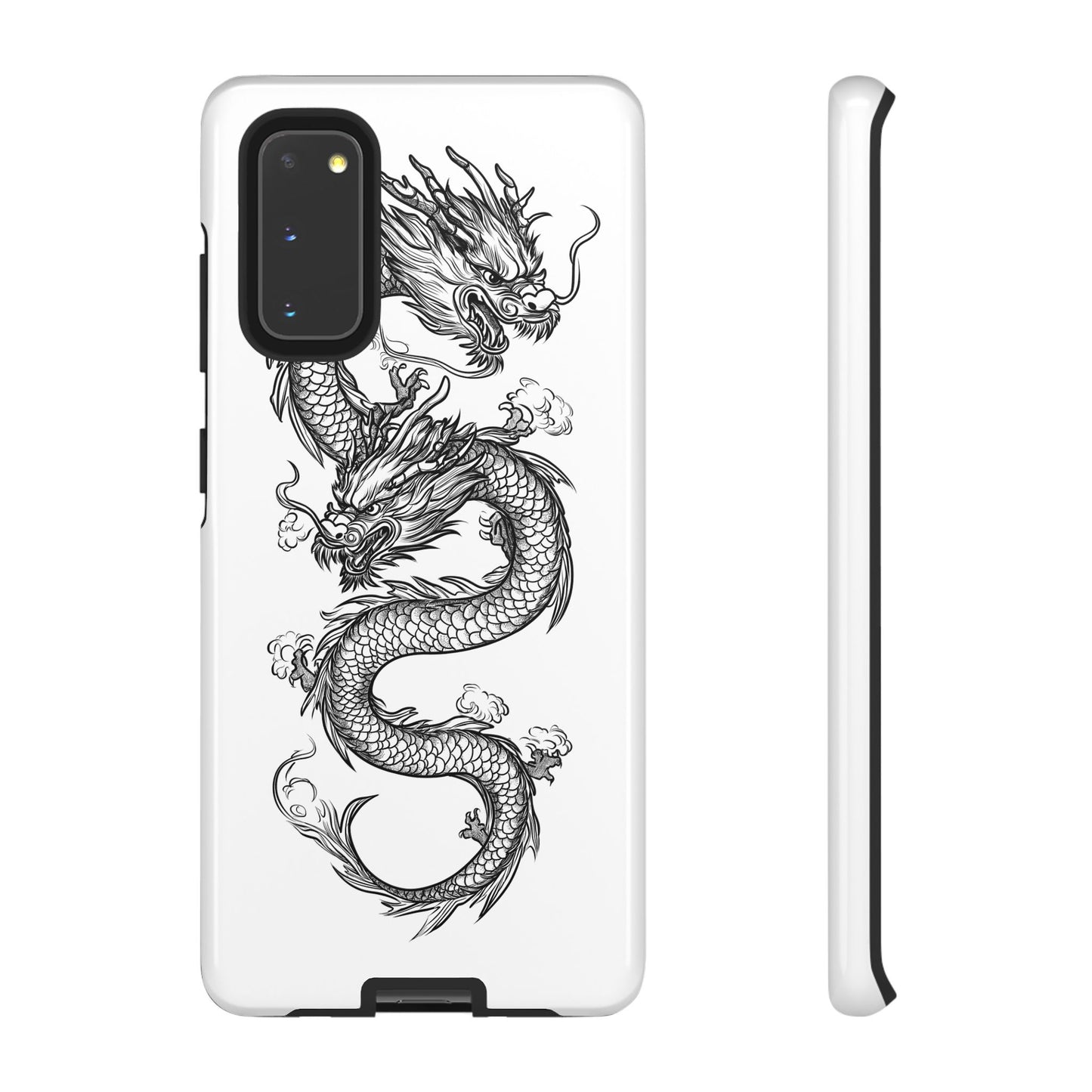 Dragons Phone Cases - Black Ink Tattoo Design of Dragons Tough Cases