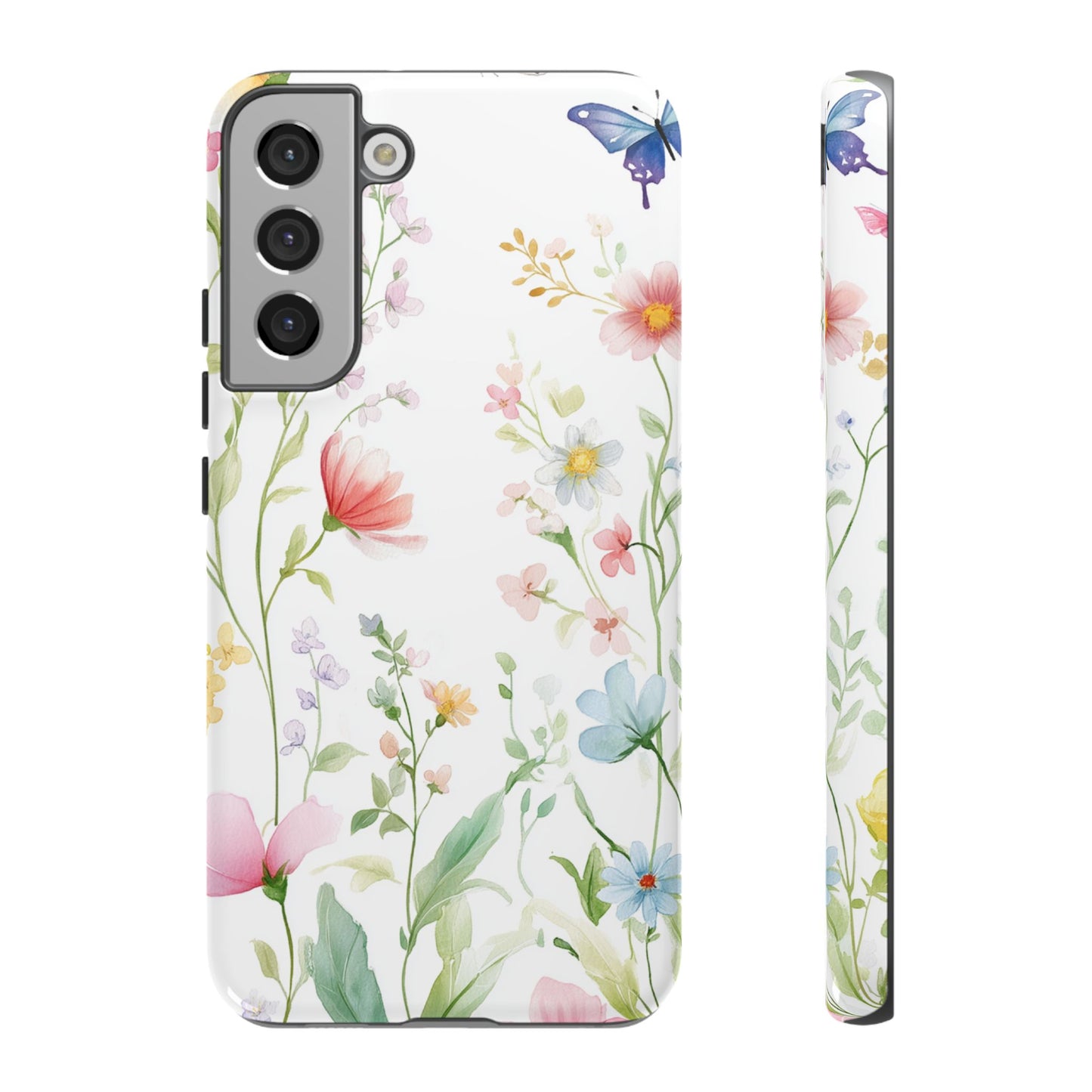 Watercolor Wildflower & Butterfly Phone Case - iPhone, Samsung, and Google case