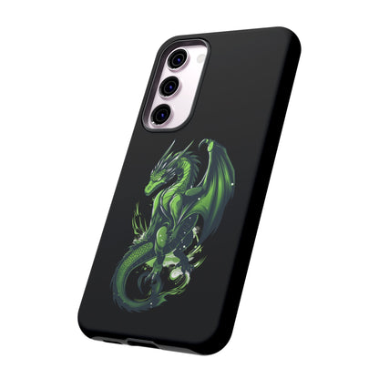 Tough Cases with Green Glowing Dragon design for iPhone, Samsung, and Google