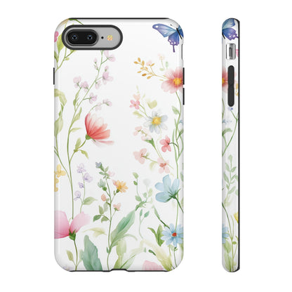 Watercolor Wildflower & Butterfly Phone Case - iPhone, Samsung, and Google case