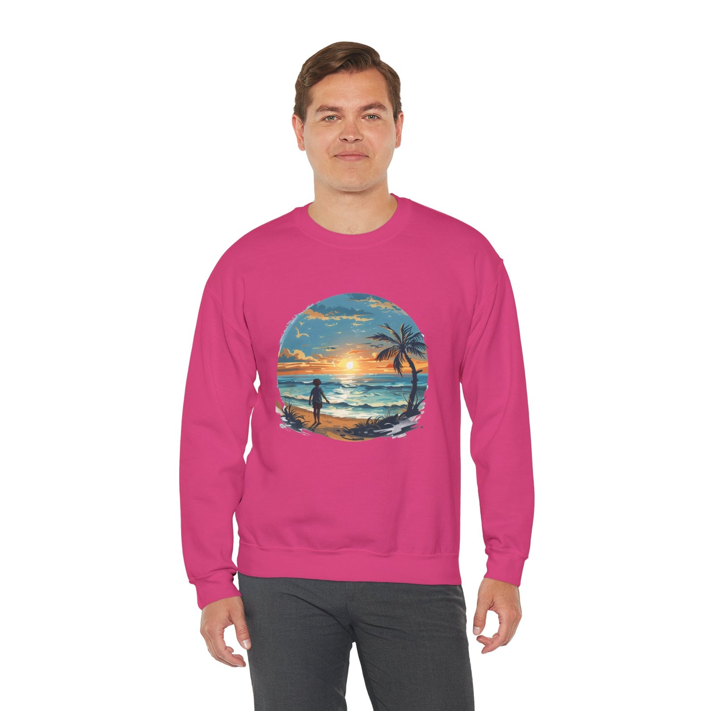 Unisex Heavy Blend™ Crewneck Sweatshirt - Colorful Beach Design