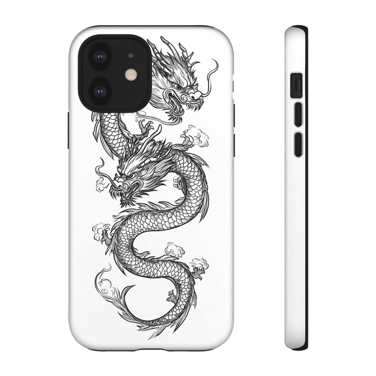 Dragons Phone Cases - Black Ink Tattoo Design of Dragons Tough Cases