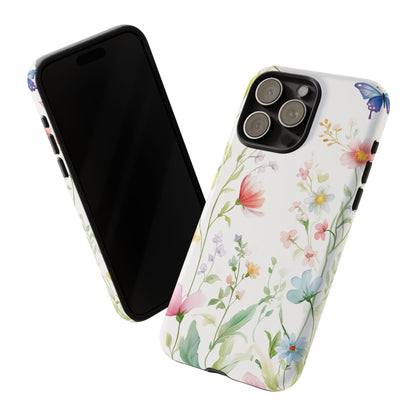 Watercolor Wildflower & Butterfly Phone Case - iPhone, Samsung, and Google case