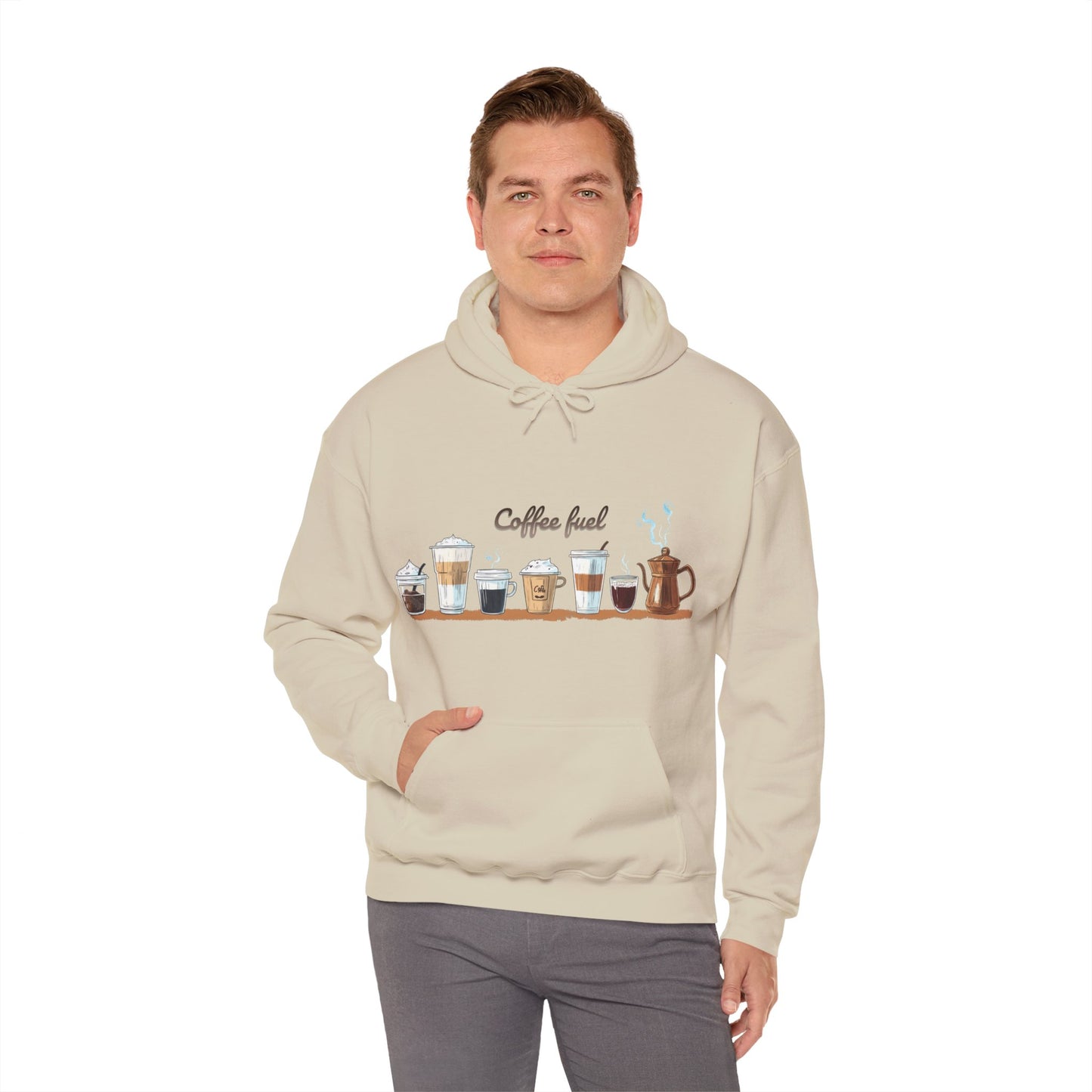 Unisex Heavy Blend™ Hooded Sweatshirt - Cozy Coffee Cups Design Hooded Sweatshirt