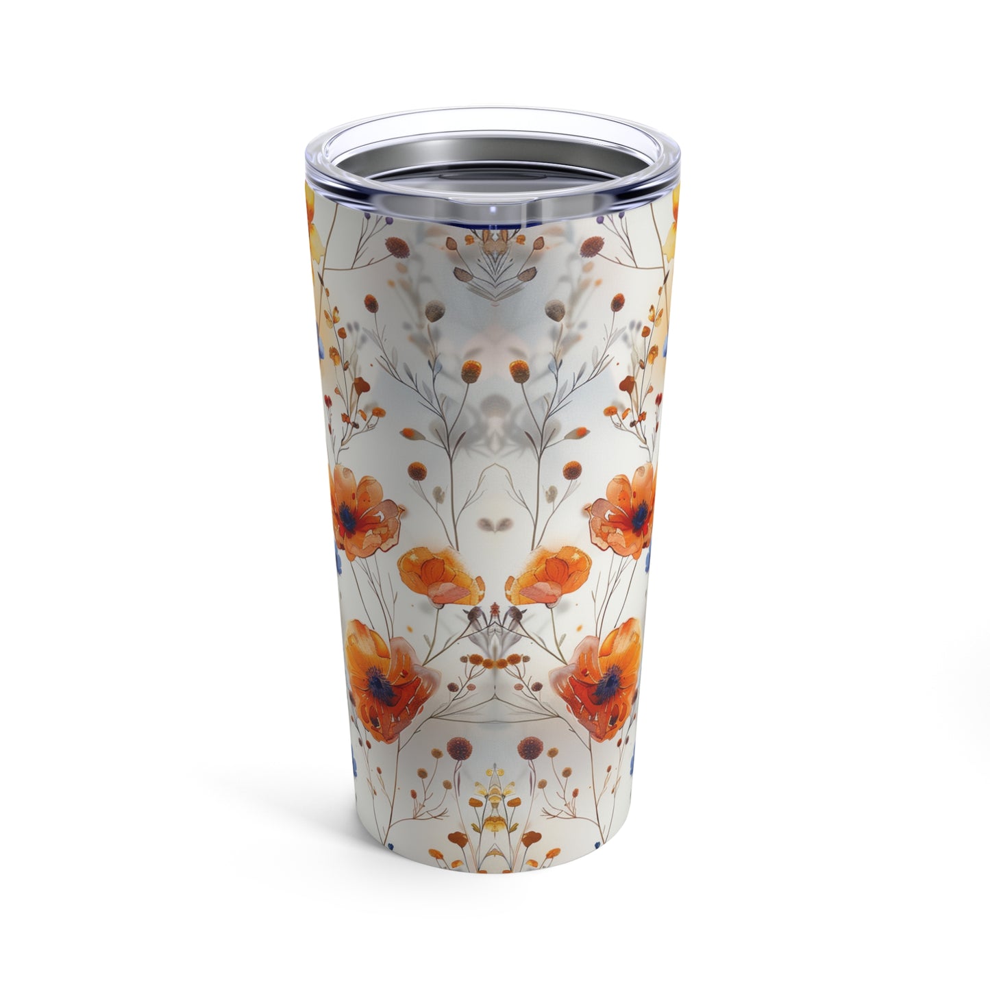 20oz Boho Wildflower Tumbler - Seamless Floral Design - Tumbler 20oz with Boho Watercolor Miniature Wildflowers Design