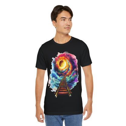 Unisex T-Shirt with 3D Watercolor Universe and an Abstract Representation with a Sun