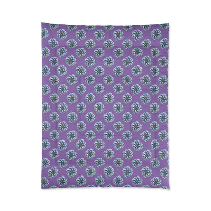 Light Purple Cozy Throw Blanket with Striped Floral Design