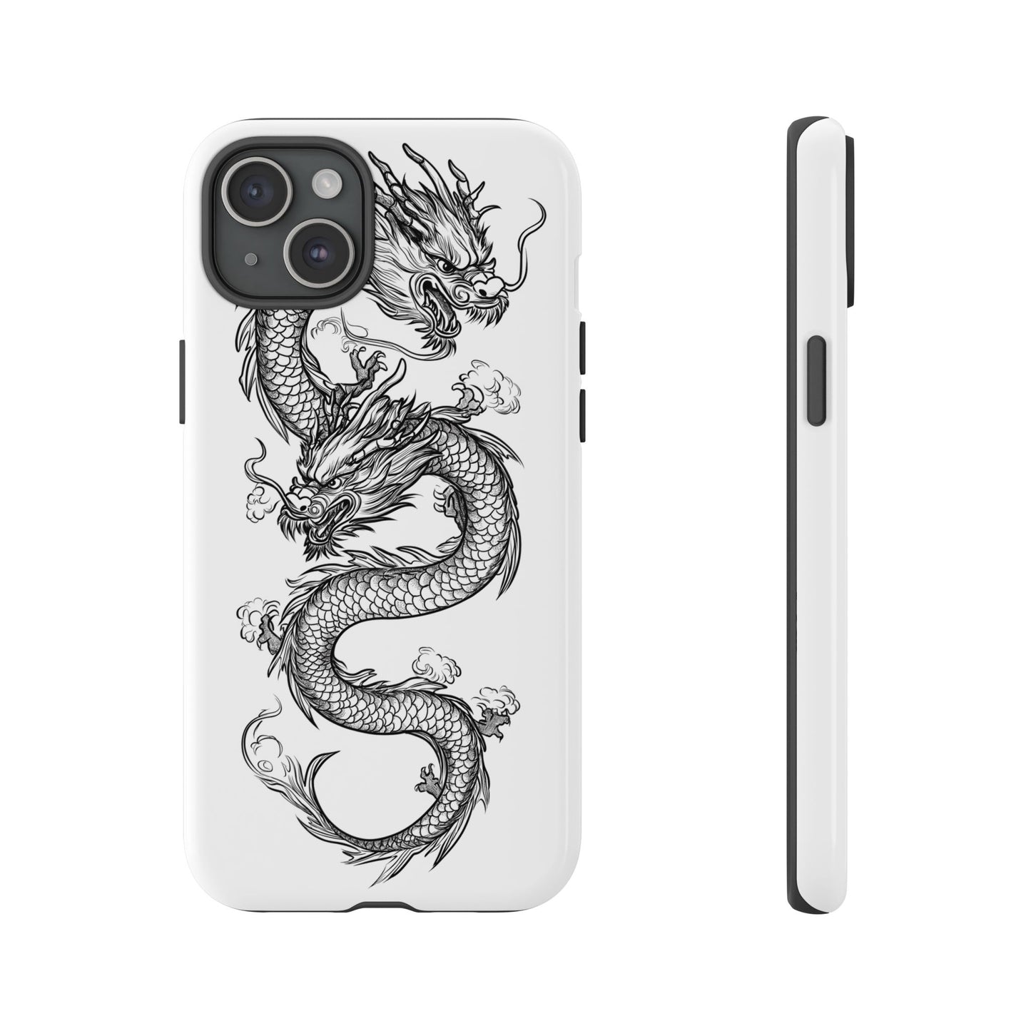 Dragons Phone Cases - Black Ink Tattoo Design of Dragons Tough Cases