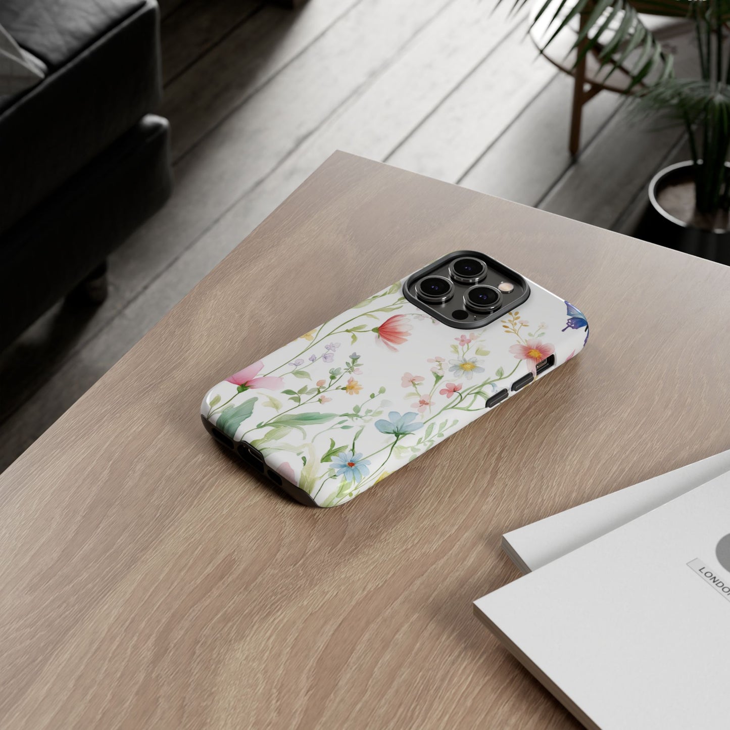 Watercolor Wildflower & Butterfly Phone Case - iPhone, Samsung, and Google case