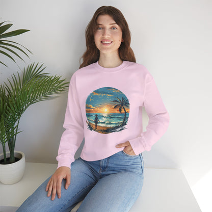 Unisex Heavy Blend™ Crewneck Sweatshirt - Colorful Beach Design