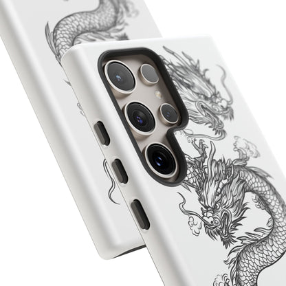 Dragons Phone Cases - Black Ink Tattoo Design of Dragons Tough Cases