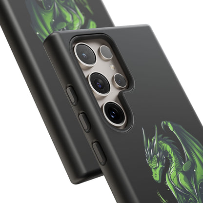 Tough Cases with Green Glowing Dragon design for iPhone, Samsung, and Google