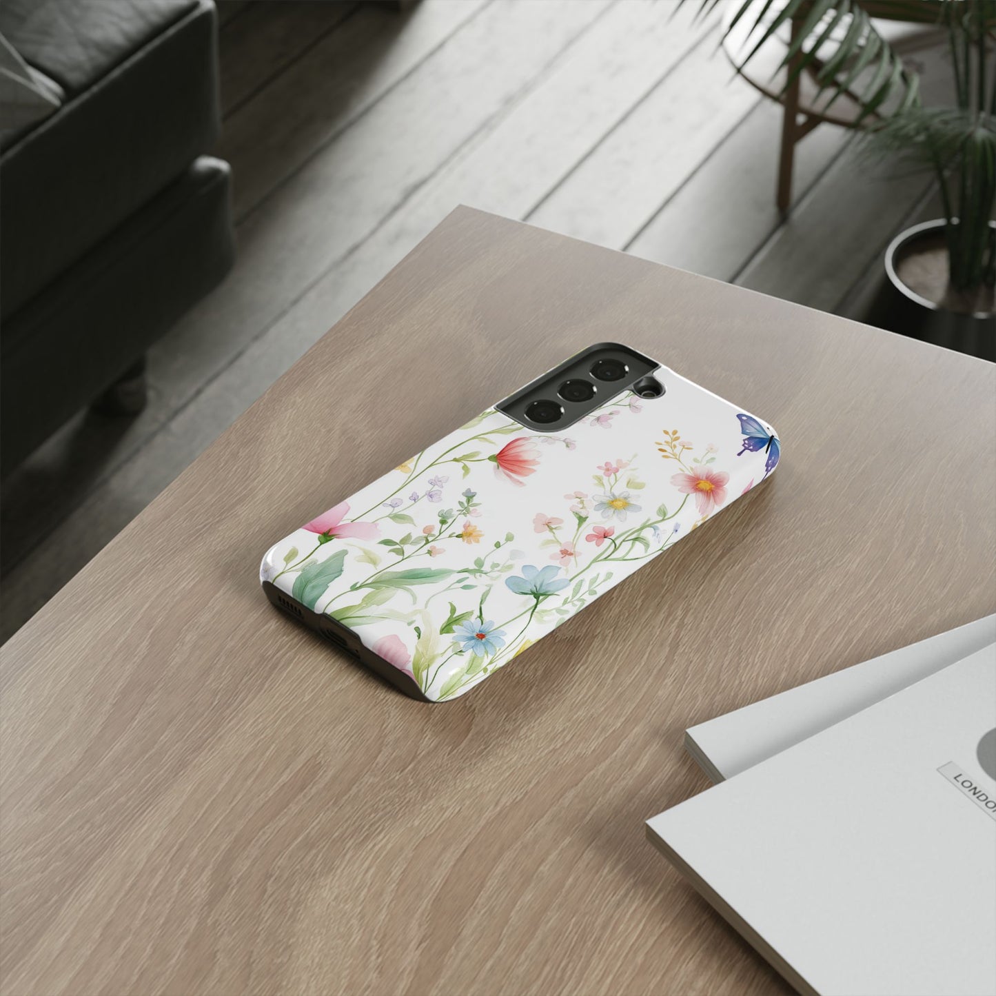 Watercolor Wildflower & Butterfly Phone Case - iPhone, Samsung, and Google case