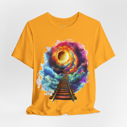 Unisex T-Shirt with 3D Watercolor Universe and an Abstract Representation with a Sun