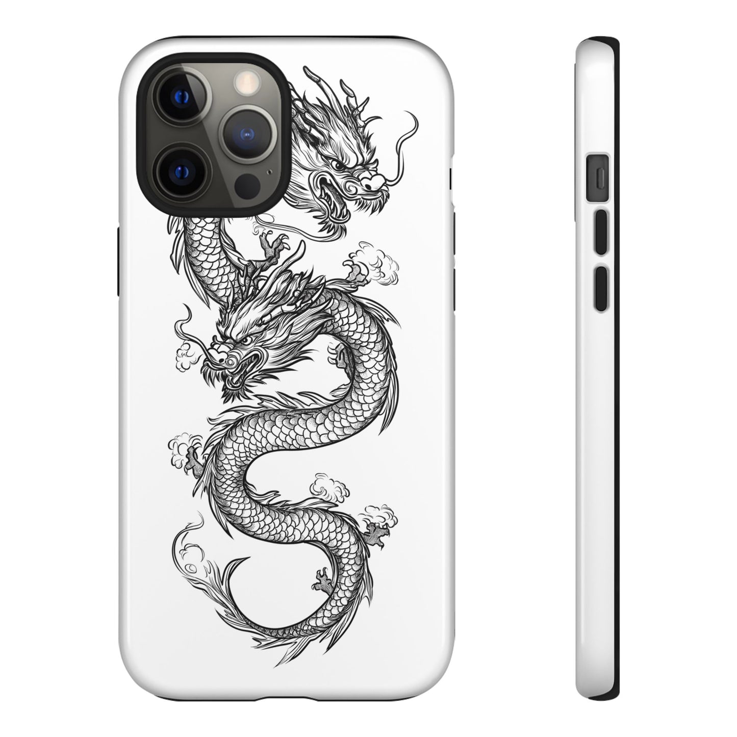 Dragons Phone Cases - Black Ink Tattoo Design of Dragons Tough Cases