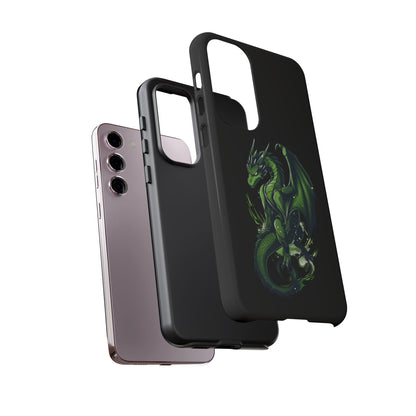 Tough Cases with Green Glowing Dragon design for iPhone, Samsung, and Google