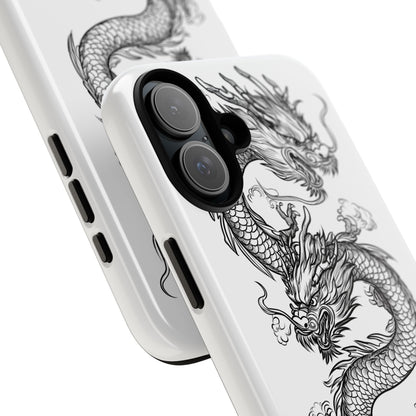 Dragons Phone Cases - Black Ink Tattoo Design of Dragons Tough Cases