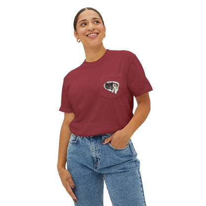 Cute 3D Cats in Pocket T-Shirt - Unisex Garment-Dyed Pocket Tee