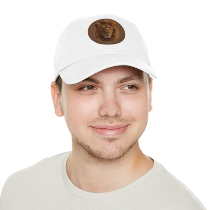 Lion Design Dad Hat with Leather Patch – Stylish Casual Hat for Animal Lovers