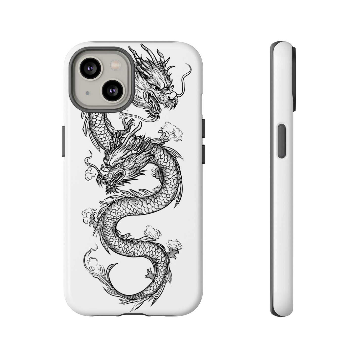 Dragons Phone Cases - Black Ink Tattoo Design of Dragons Tough Cases