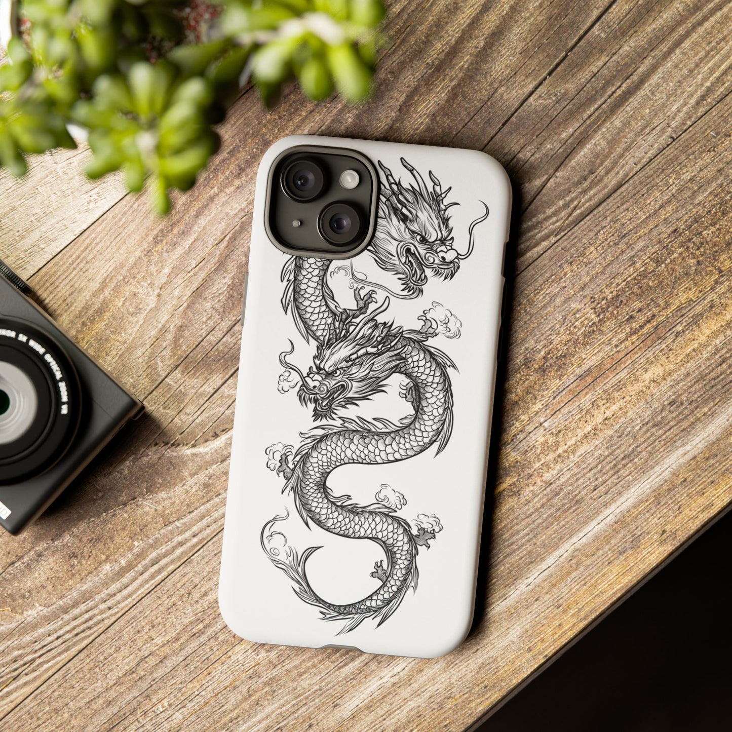 Dragons Phone Cases - Black Ink Tattoo Design of Dragons Tough Cases