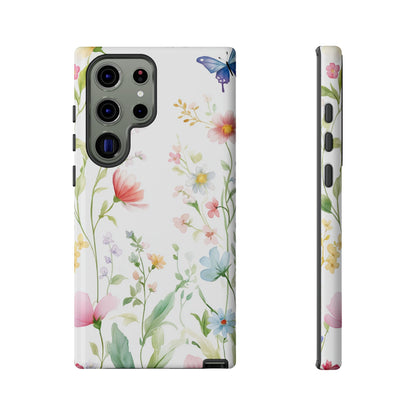 Watercolor Wildflower & Butterfly Phone Case - iPhone, Samsung, and Google case