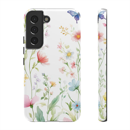 Watercolor Wildflower & Butterfly Phone Case - iPhone, Samsung, and Google case