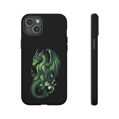 Tough Cases with Green Glowing Dragon design for iPhone, Samsung, and Google