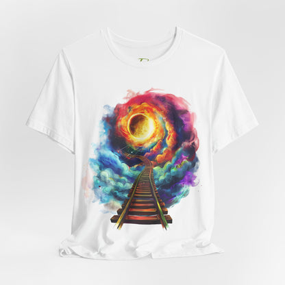Unisex T-Shirt with 3D Watercolor Universe and an Abstract Representation with a Sun