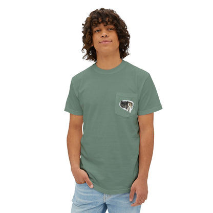 Cute 3D Cats in Pocket T-Shirt - Unisex Garment-Dyed Pocket Tee