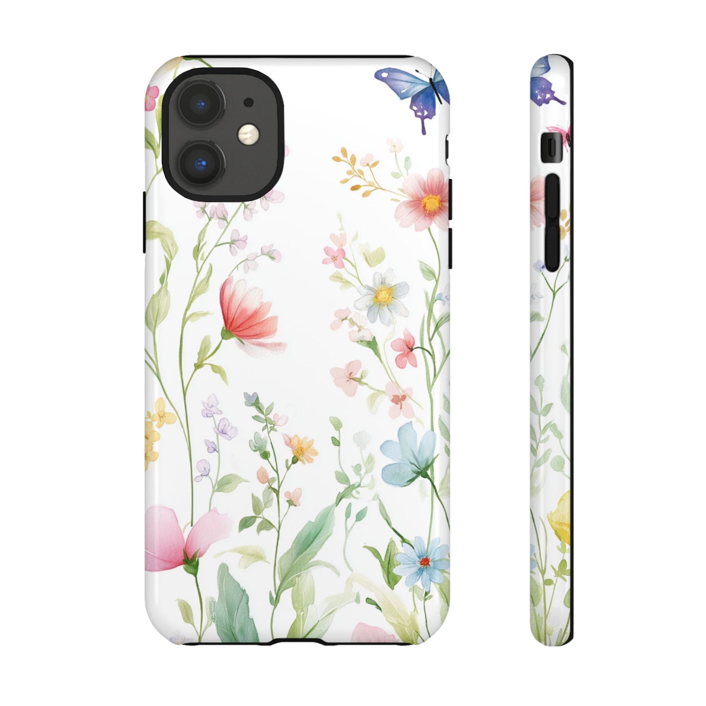 Watercolor Wildflower & Butterfly Phone Case - iPhone, Samsung, and Google case