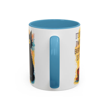 Whimsical Cat Accent Coffee Mug - 'It's Fine, I'm Fine, Everything is Fine'