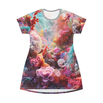 Abstract Watercolor T-Shirt Dress