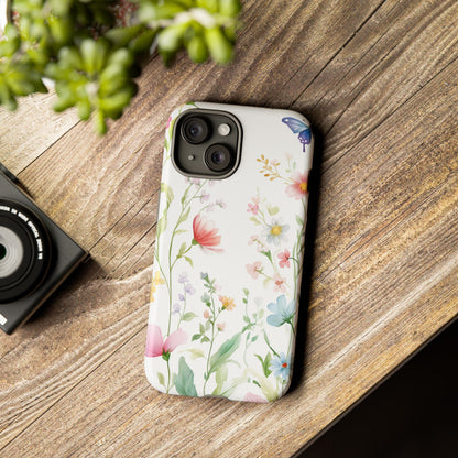 Watercolor Wildflower & Butterfly Phone Case - iPhone, Samsung, and Google case