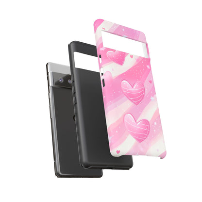 Pink Hearts Phone Case - iPhone, Samsung, and Google case