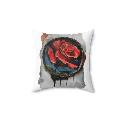 Rose Oil colored and Miniature Square  Cushion on white background