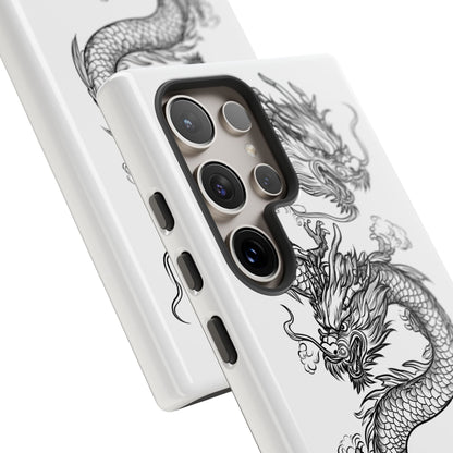 Dragons Phone Cases - Black Ink Tattoo Design of Dragons Tough Cases