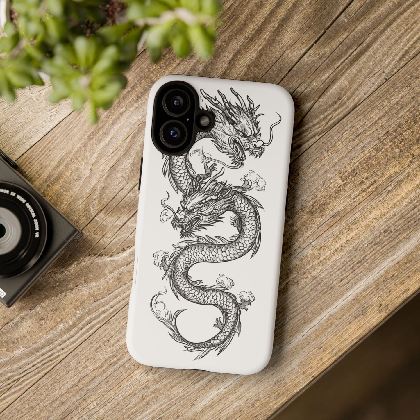 Dragons Phone Cases - Black Ink Tattoo Design of Dragons Tough Cases