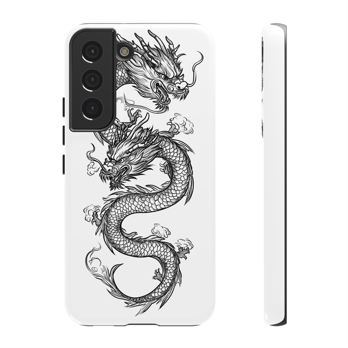 Dragons Phone Cases - Black Ink Tattoo Design of Dragons Tough Cases