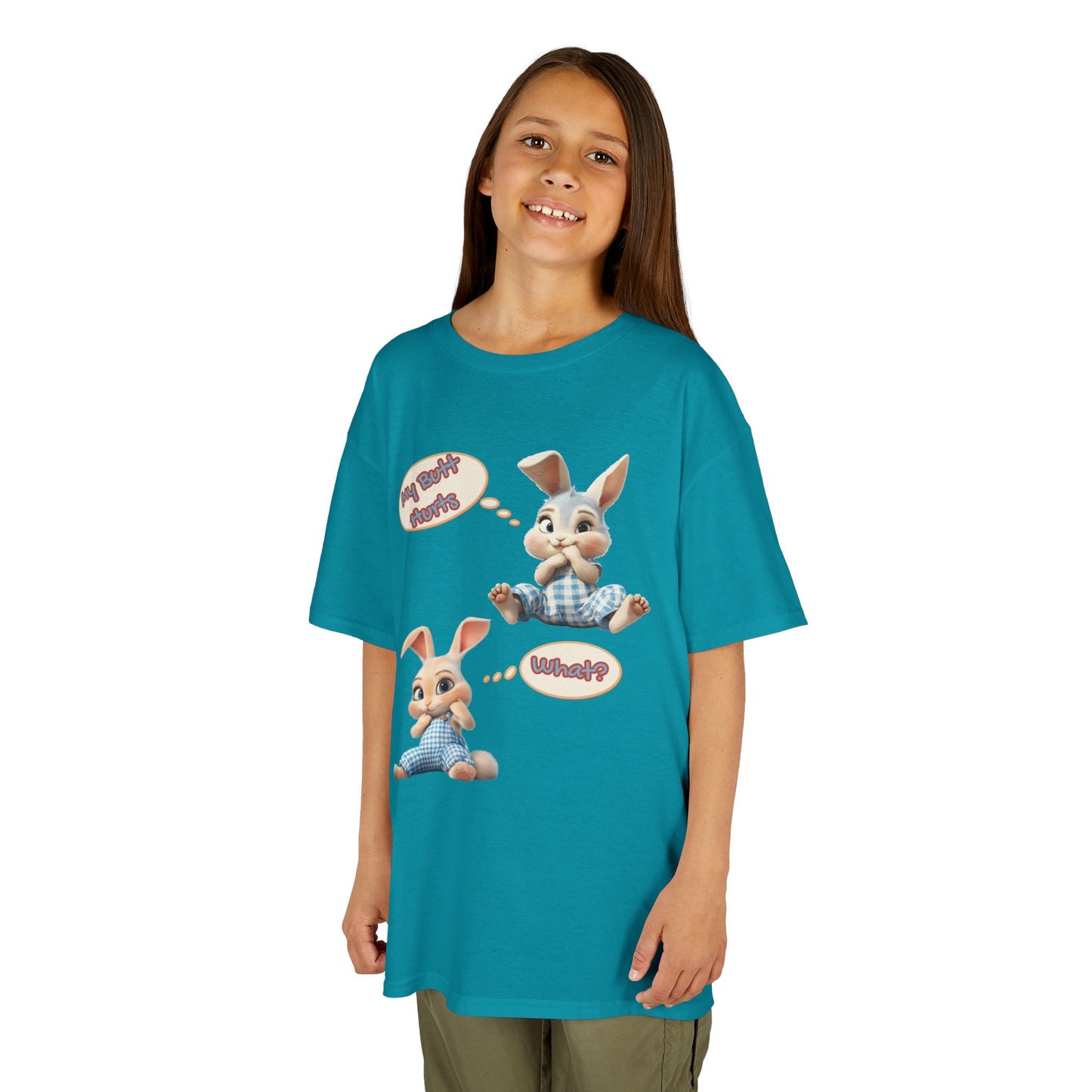 Cute Bunny Youth Heavy Cotton Tee - "My Butt Hurts" Graphic T-Shirt