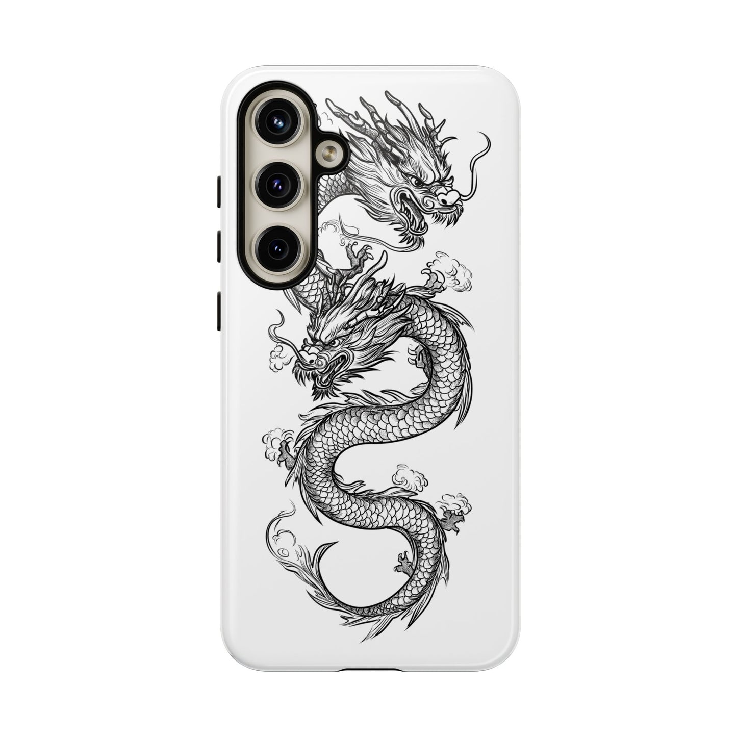 Dragons Phone Cases - Black Ink Tattoo Design of Dragons Tough Cases