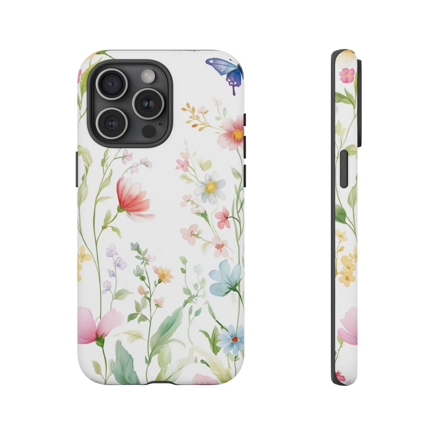 Watercolor Wildflower & Butterfly Phone Case - iPhone, Samsung, and Google case