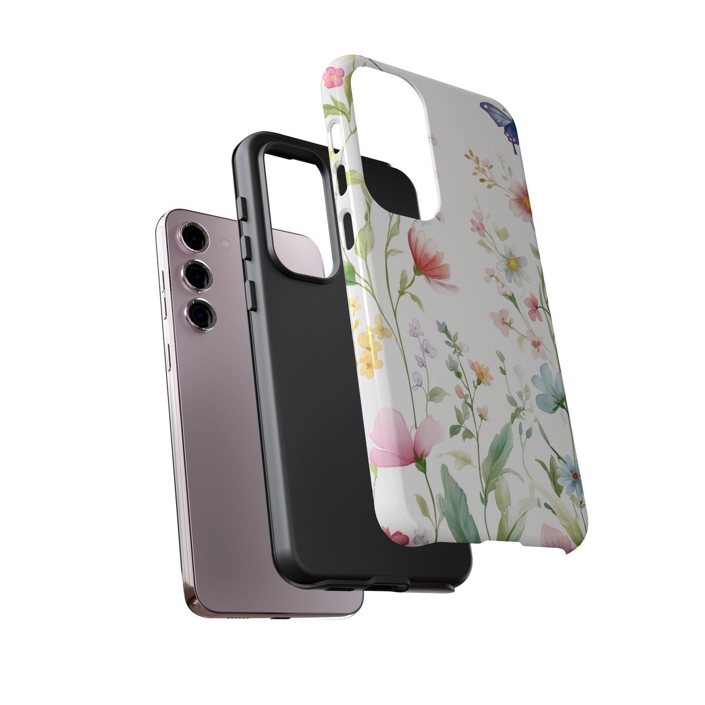 Watercolor Wildflower & Butterfly Phone Case - iPhone, Samsung, and Google case