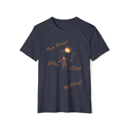 Victory Lamp Unisex Recycled Organic T-Shirt - Eco-Friendly Tee - Grow Through What You Go Through text design